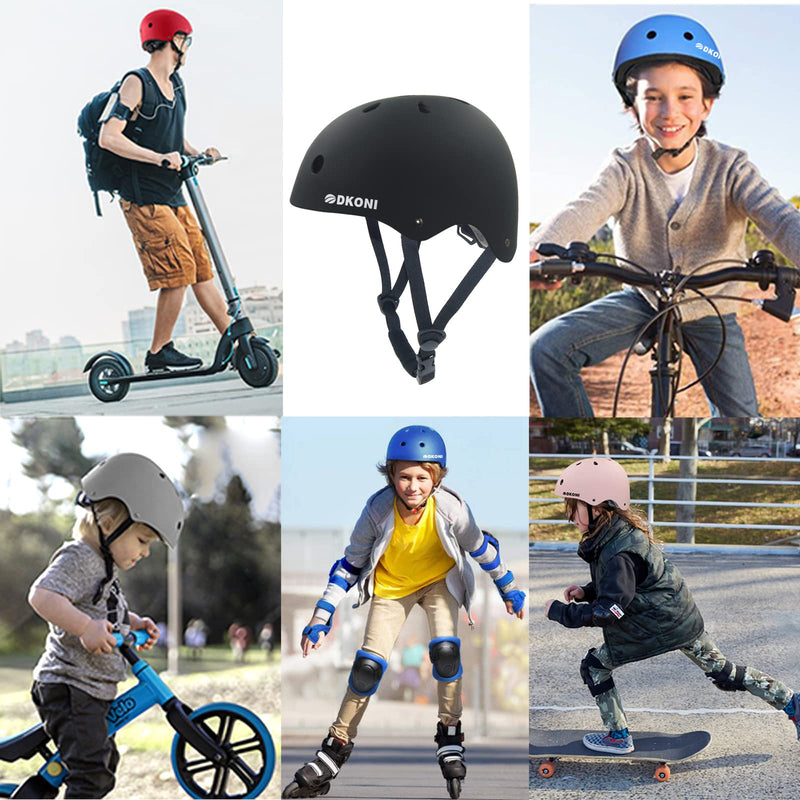 [Australia - AusPower] - Skateboard Helmet for Kids Bike Helmets: Toddler Bicycle Scooter Skate Cycling Skateboarding Inline Skating BMX Multi-Sport Helmet for Girls Boys BLACK Small:18.9-20.5inch(48-52cm) 