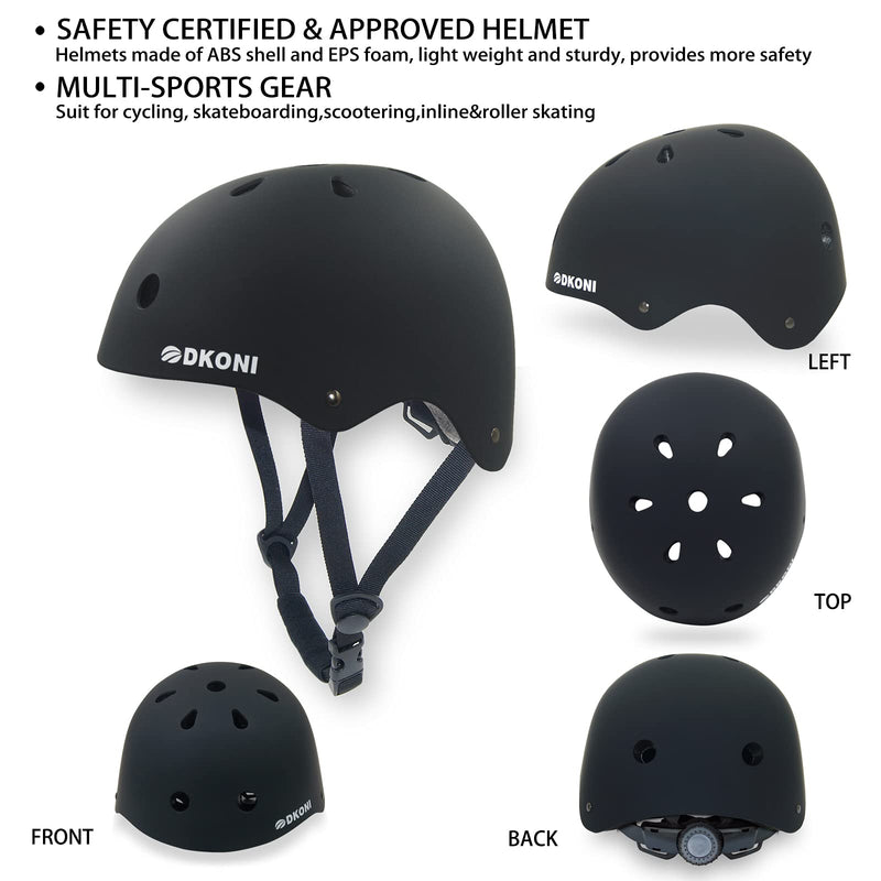 [Australia - AusPower] - Skateboard Helmet for Kids Bike Helmets: Toddler Bicycle Scooter Skate Cycling Skateboarding Inline Skating BMX Multi-Sport Helmet for Girls Boys BLACK Small:18.9-20.5inch(48-52cm) 
