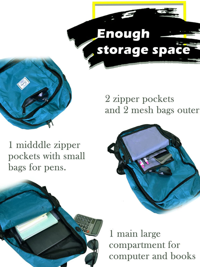 [Australia - AusPower] - 25L Lightweight Packable Backpack Handy Water Resistant Foldable Daypack Bag for Travel Camping Outdoor (Blue) Blue 