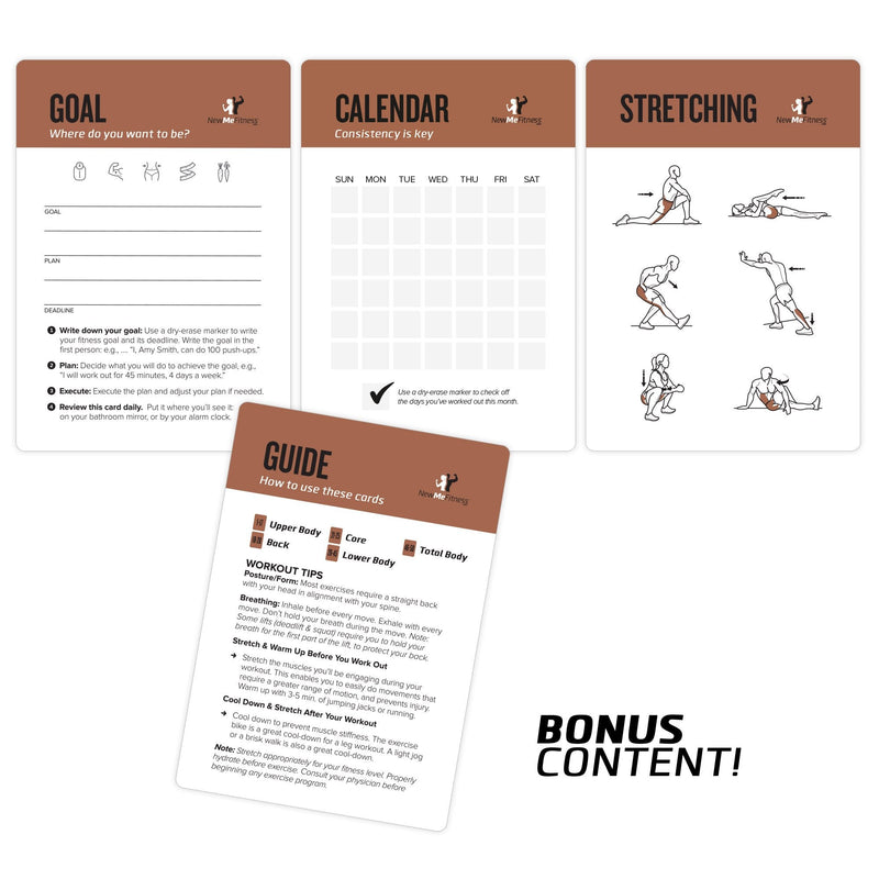 [Australia - AusPower] - NewMe Fitness Workout Cards - Instructional Fitness Deck for Women & Men, Beginner Fitness Guide to Training Exercises at Home or Gym 