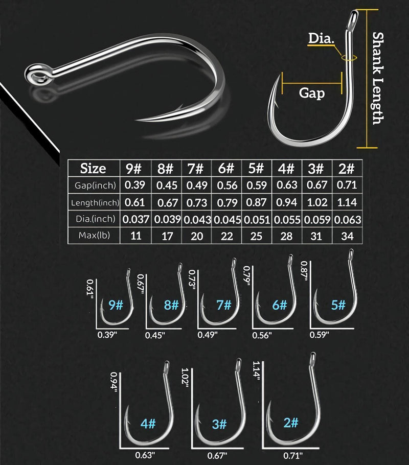 [Australia - AusPower] - Fishing Hooks Freshwater Saltwater Fish Hooks Bulk Fishing Hooks Set Worm Catfish Hooks Fish Gear Equipment Supplies 