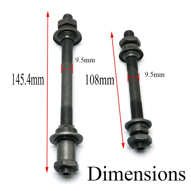 [Australia - AusPower] - Pro Bamboo Kitchen 1 Pair Durable Steel Axles Black Hollow Hub Shaft Front and Rear Axle Kit MTB Quick Release Bicycle Hub 108mm, 145mm for Mountain MTB Bike 