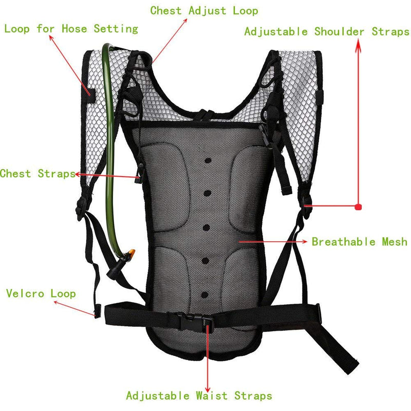 [Australia - AusPower] - Baen Sendi Hydration Pack with 2L Backpack Water Bladder - Great for Outdoor Sports of Running Hiking Camping Cycling Skiing 