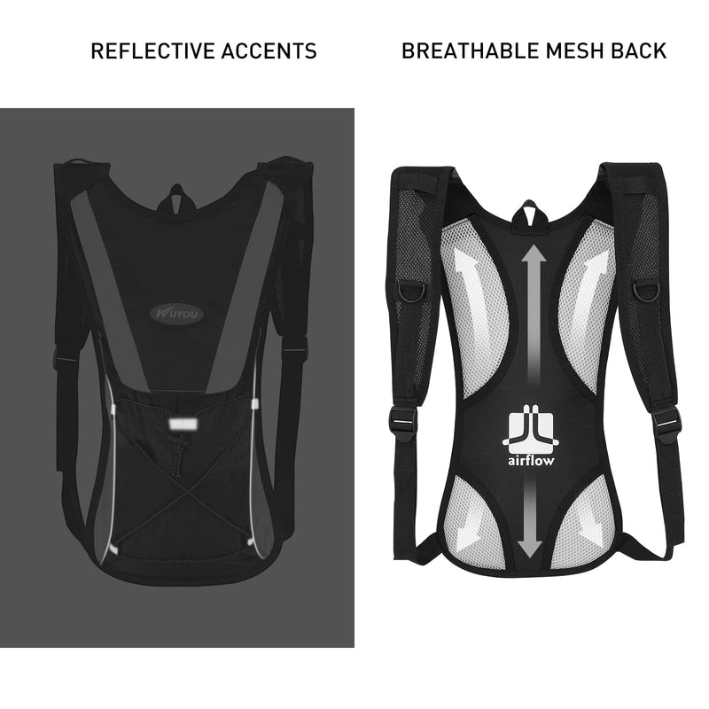 [Australia - AusPower] - KUYOU Hydration Pack with 2L Hydration Bladder Lightweight Insulation Water Rucksack Backpack Bladder Bag Cycling Bicycle Bike/Hiking Climbing Pouch Black 
