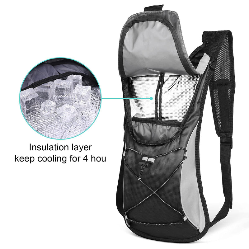 [Australia - AusPower] - KUYOU Hydration Pack with 2L Hydration Bladder Lightweight Insulation Water Rucksack Backpack Bladder Bag Cycling Bicycle Bike/Hiking Climbing Pouch Black 