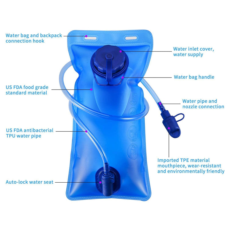 [Australia - AusPower] - KUYOU Hydration Pack with 2L Hydration Bladder Lightweight Insulation Water Rucksack Backpack Bladder Bag Cycling Bicycle Bike/Hiking Climbing Pouch Black 