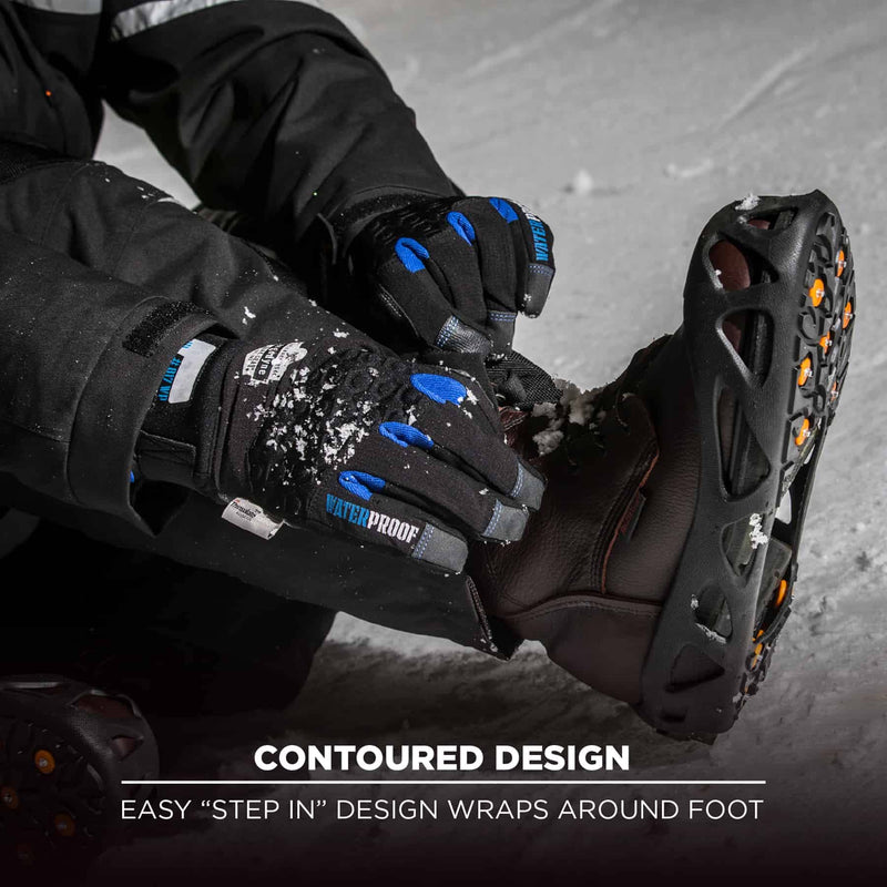 [Australia - AusPower] - Ergodyne TREX 6304 Step In Ice Traction Cleat with 12 Carbon Steel Spike Grips,Black,Small 