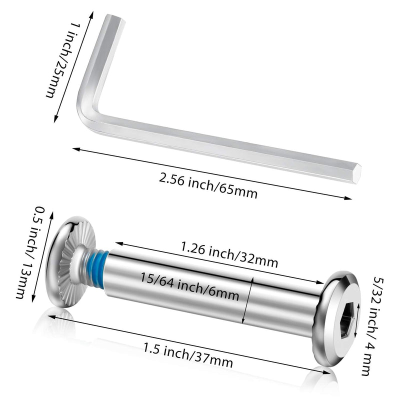 [Australia - AusPower] - Hotop 20 Sets Skate Wheel Socket Screw Inline Roller Skate Screws Shaft Hex Socket Screw with 2 Pieces Installation Tool 