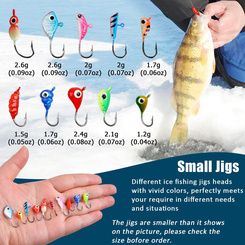 [Australia - AusPower] - Fishing Lures Ice Fishing Jigs 48pcs Ice Fishing Gear Small Jig Head Panfish Crappie Jigs Ice Fishing Jigging Lures Kit 