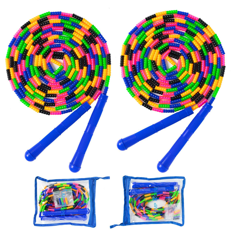 [Australia - AusPower] - Hipeakboo Double Dutch Jump Rope 16 Ft 2 Pack Long Jump Rope Kids Adults Skipping Rope Soft Beaded Multiperson Jump Rope 