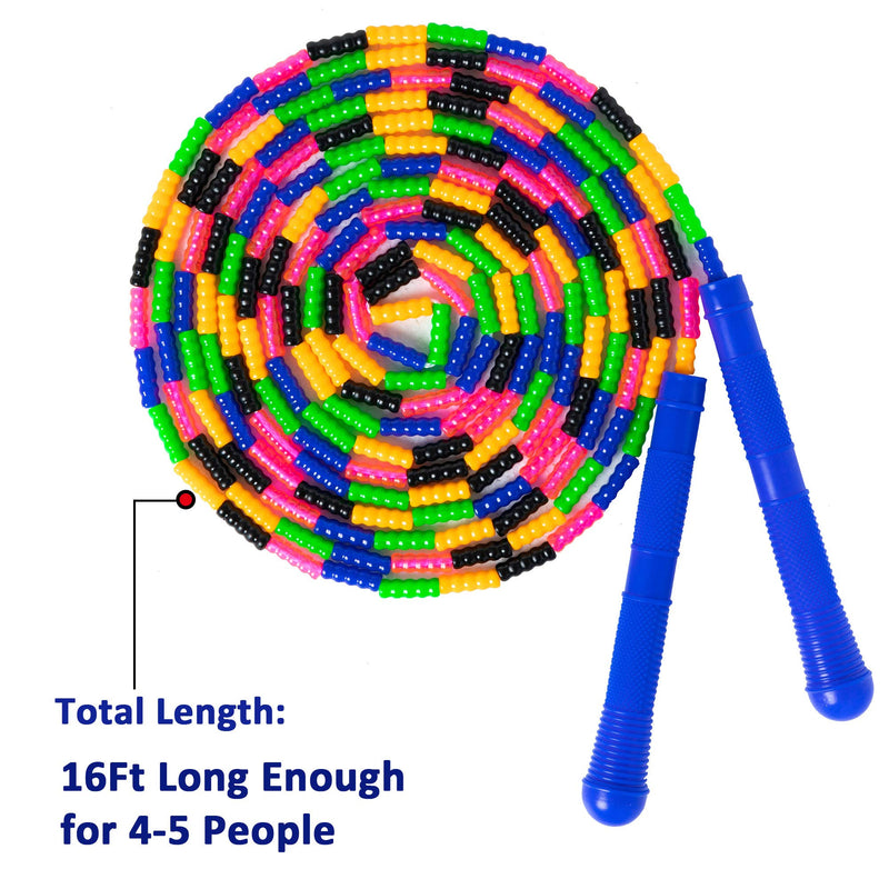 [Australia - AusPower] - Hipeakboo Double Dutch Jump Rope 16 Ft 2 Pack Long Jump Rope Kids Adults Skipping Rope Soft Beaded Multiperson Jump Rope 