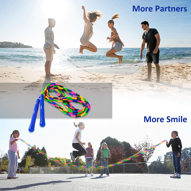 [Australia - AusPower] - Hipeakboo Double Dutch Jump Rope 16 Ft 2 Pack Long Jump Rope Kids Adults Skipping Rope Soft Beaded Multiperson Jump Rope 