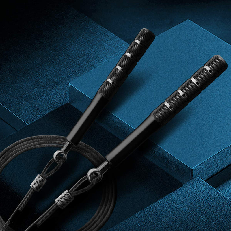 [Australia - AusPower] - Jump Rope, Wastou Speed Jumping Rope for Training Fitness Exercise, Adjustable Adults Workout Skipping Rope for Men, Women, Kids, Girls Black 