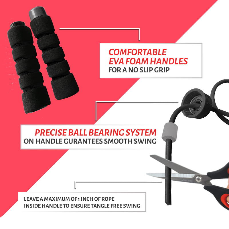 [Australia - AusPower] - Limm Adjustable Jump Rope for Workout - All-Purpose Exercise Jump Rope Kids & Adults Love with Tangle-Free, Comfortable Foam Handles - Best Slimming, Cardio & Endurance Training Black 