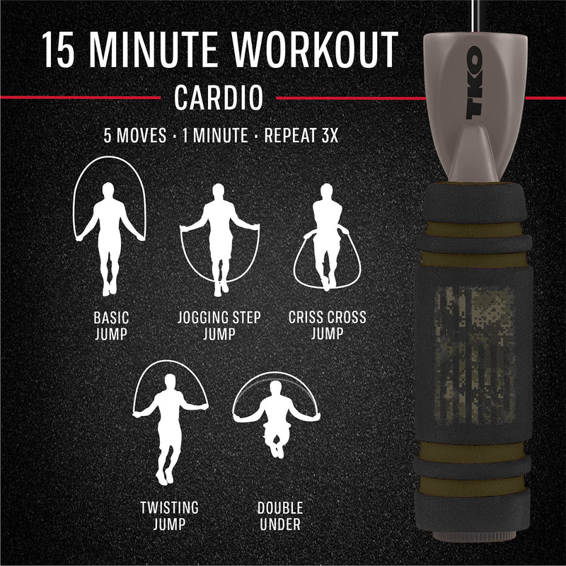 [Australia - AusPower] - TKO Weighted Jump Rope for Adult Fitness | 2 - 0.5 lb Removable Weights | 9 FT Long for Cardio Exercise Workouts, Non-Slip Handles Black/Neo Green 