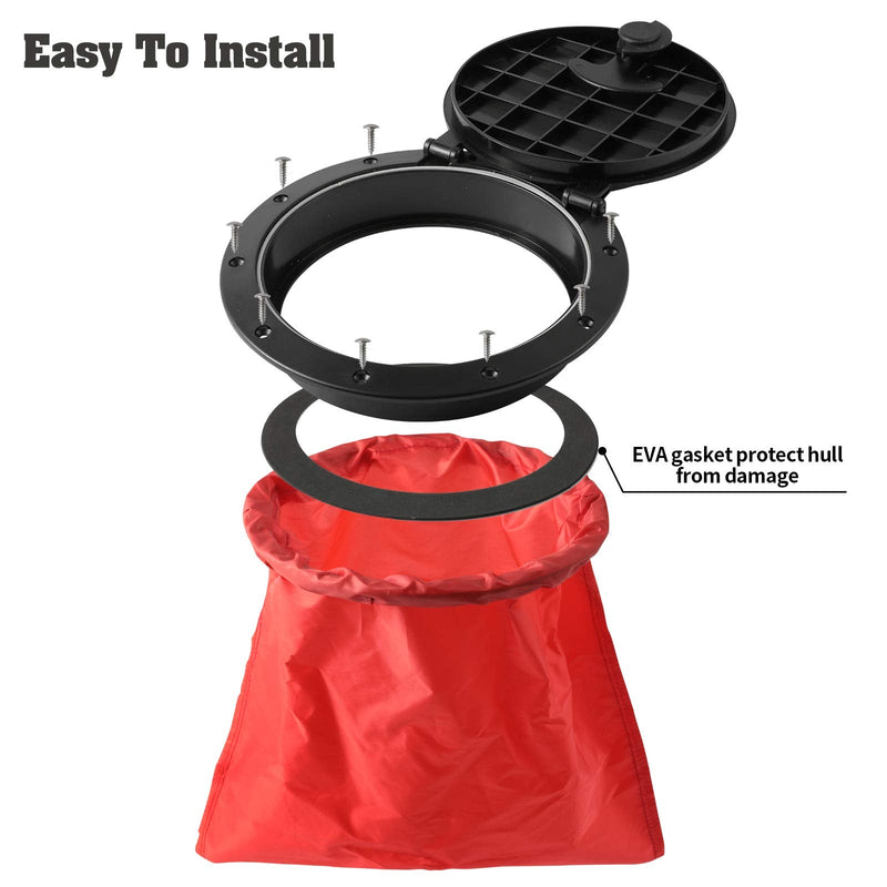 [Australia - AusPower] - Anndason 8'' Black Deck Plate Kit Deck Hatch with Storage Bag for Fishing Kayak Boating 
