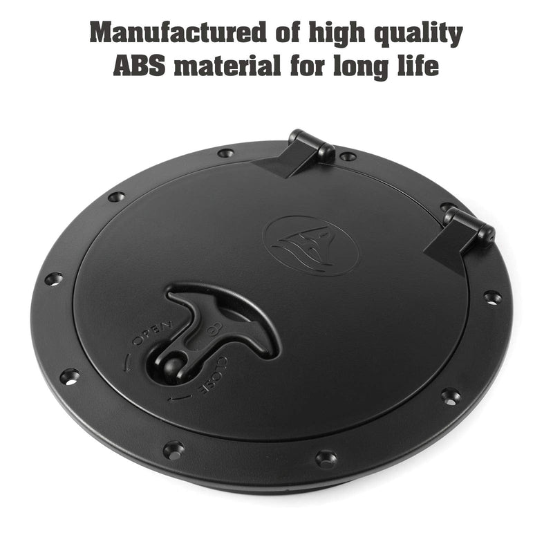 [Australia - AusPower] - Anndason 8'' Black Deck Plate Kit Deck Hatch with Storage Bag for Fishing Kayak Boating 