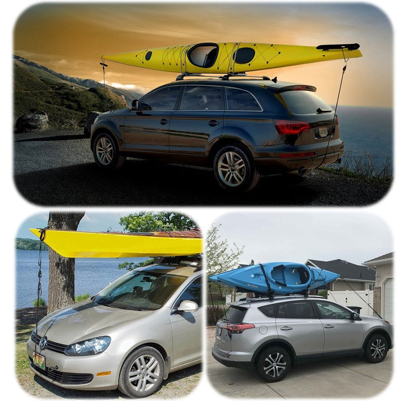 [Australia - AusPower] - Kayak Tie Down Straps Canoe Bow and Stern Heavy Duty Cargo Ratchet Pulley Rope Hanger (Black Sleeve Elite, 12 Feet,2pack) Black Vinyl Coated 12 ft 