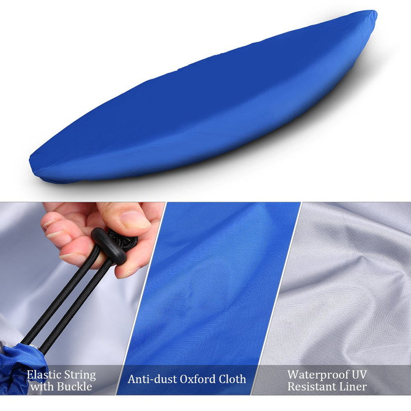 [Australia - AusPower] - Relaxyee Kayak Cover Waterproof Kayak Canoe Cover Storage Dust Cover UV Protection Paddle Board Cover Fishing Boat Sunblock Shield for Outdoor Storage Blue 6.9-8.2 ft 