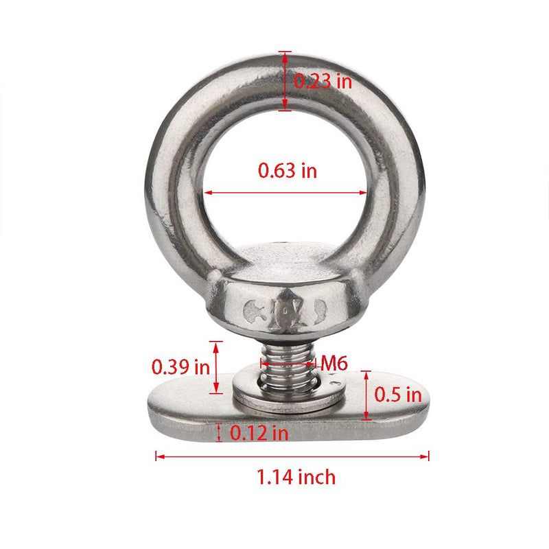 [Australia - AusPower] - VTurboWay 8 Pack Full 316 SS, Track Mount Tie Down Eyelet, Hold Bungee Cord or Ropes Up to 0.6", Marine Hardware 