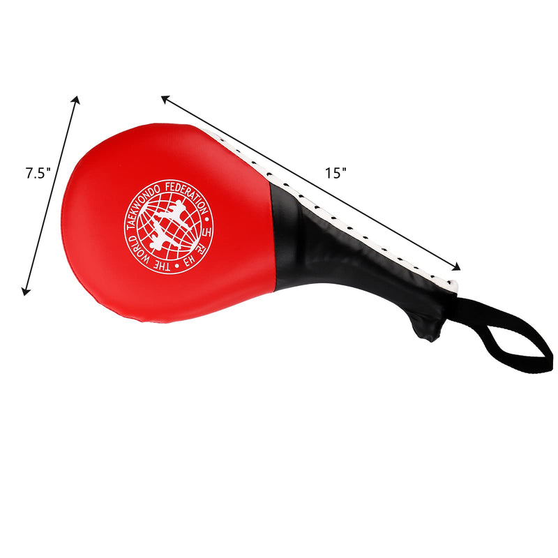 [Australia - AusPower] - Frcctre 2 Pack Taekwondo Kick Pads, Durable Striking Kick Pads, Kicking Target Pads Punching Paddles for Tae Kwon Do Karate Kickboxing Martial Arts Training, 15 x 7.5, Red 