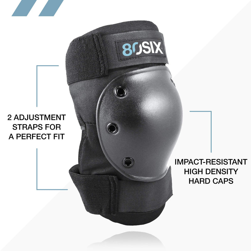 [Australia - AusPower] - 80Six Pad Set with Wristguards, Elbow Pads, and Knee Pads Black Junior - Ages 5+ 