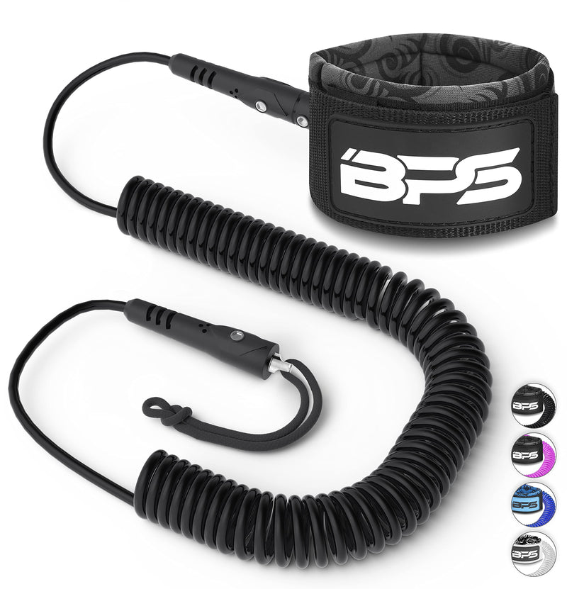 [Australia - AusPower] - BPS 'Storm' Premium Surfboard Leash - 10ft Coiled Legrope Strap Surf Board Leashes - Stand Up Paddle Board 