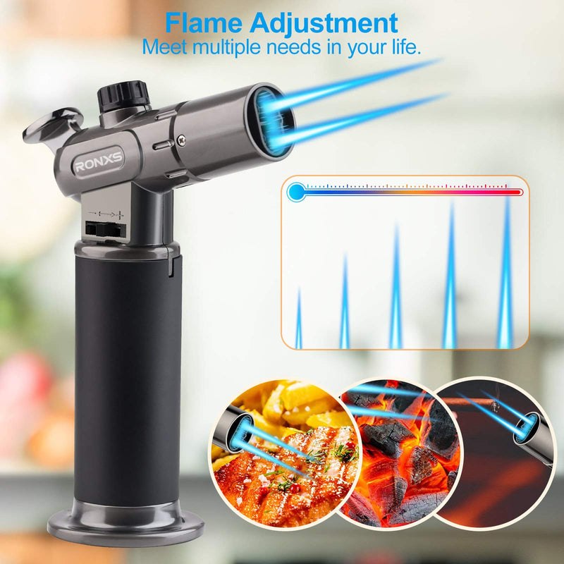 [Australia - AusPower] - RONXS Torch Lighter, Multipurpose Lighter with Dual Flame, You Can Switch Single /Dual to Meet All Your Need, Heavy Duty Construction Butane Torch, Butane Gas Not Included 