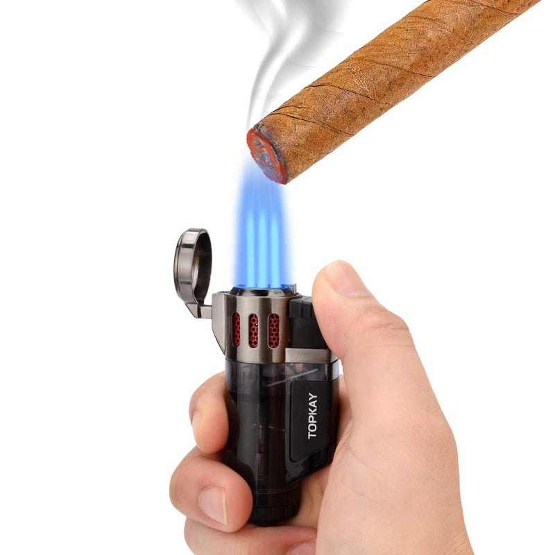 [Australia - AusPower] - Torch Lighter, Cigar Lighter, Triple Jet Flame Torch Lighters, Windproof Butane Refillable Gas Torch Lighters with a Gift Box, 2 Pack (Without Gas) Black 