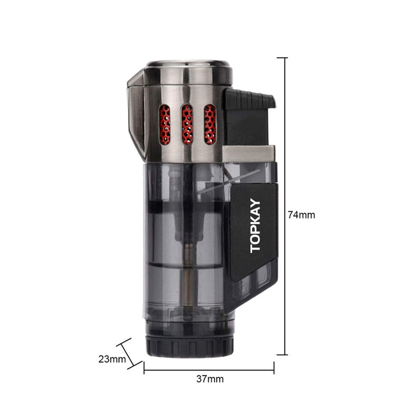 [Australia - AusPower] - Torch Lighter, Cigar Lighter, Triple Jet Flame Torch Lighters, Windproof Butane Refillable Gas Torch Lighters with a Gift Box, 2 Pack (Without Gas) Black 