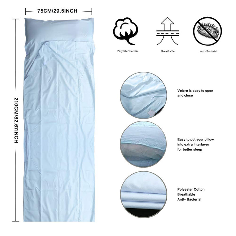 [Australia - AusPower] - OTDEST Travel and Camping Sheet Sleeping Bag Liner - Lightweight Compact and Portable Adult Sleeping Bag - Ideal for Traveling,Hostels and Camping Blue 