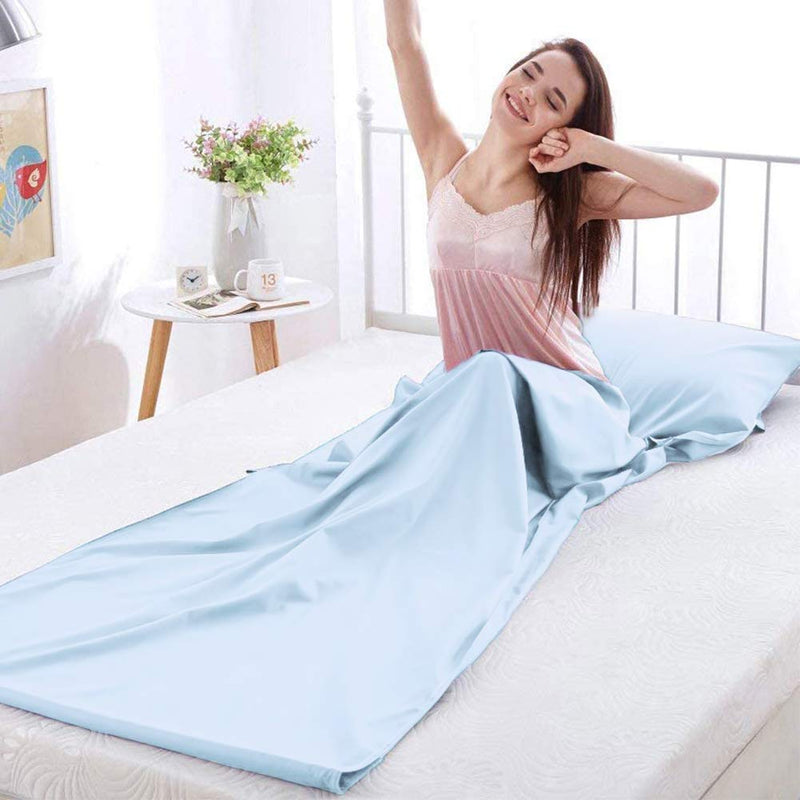 [Australia - AusPower] - OTDEST Travel and Camping Sheet Sleeping Bag Liner - Lightweight Compact and Portable Adult Sleeping Bag - Ideal for Traveling,Hostels and Camping Blue 