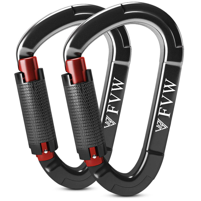 [Australia - AusPower] - FVW Auto Locking Rock Climbing Carabiner Clips,Professional 25KN (5620 lbs) Heavy Duty Caribeaners for Rappelling Swing Rescue & Gym etc,Large Carabiners,D-Shaped 