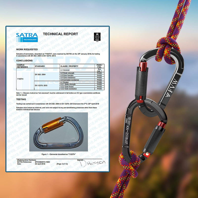 [Australia - AusPower] - FVW Auto Locking Rock Climbing Carabiner Clips,Professional 25KN (5620 lbs) Heavy Duty Caribeaners for Rappelling Swing Rescue & Gym etc,Large Carabiners,D-Shaped 