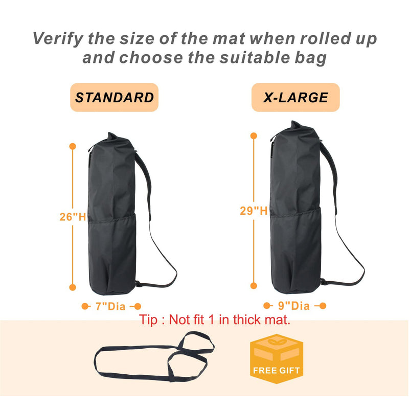 [Australia - AusPower] - Explore Land Oxford Yoga Mat Storage Bag with Breathable Window and Large Pocket for Up to 1/2 Inches Extra-Thick Yoga Mat Black Fits for Standard Yoga Mat 