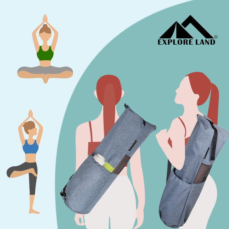 [Australia - AusPower] - Explore Land Oxford Yoga Mat Storage Bag with Breathable Window and Large Pocket for Up to 1/2 Inches Extra-Thick Yoga Mat Black Fits for Standard Yoga Mat 