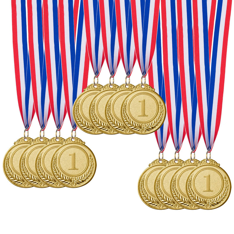[Australia - AusPower] - 12 Pieces Gold Award Medals - Winner Medals Gold Prizes for Sports, Competitions, Party, Spelling Bees, Olympic Style, 2 Inches 