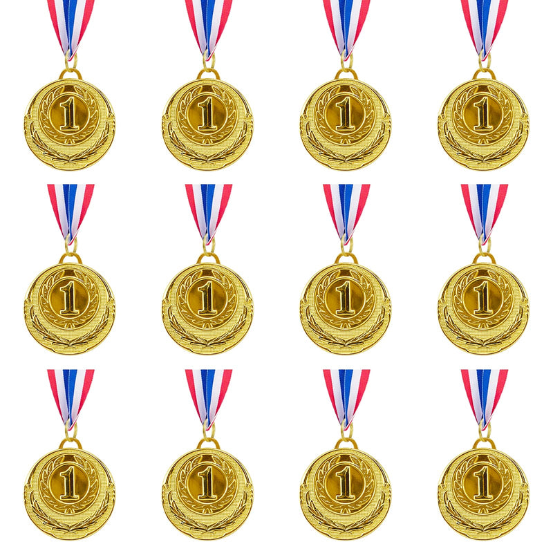 [Australia - AusPower] - Abaokai 12 Pieces Gold 1st Place Award Medals-Winner Medals Gold Prizes for Sports, Competitions, Party, Spelling Bees, Olympic Style, 2 Inches 