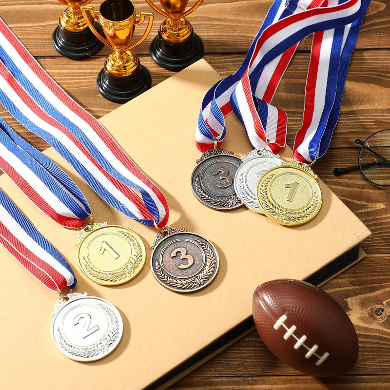 [Australia - AusPower] - Gold Silver Bronze Award Medals Olympic Style Winner Award Medals Metal Medals Prizes with Neck Ribbon for Competitions Party Olympic Home Work School Bar Costume Parties 10 