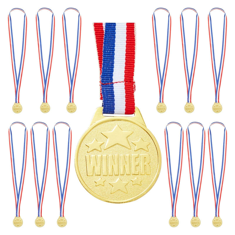 [Australia - AusPower] - Juvale 12 Pack Winner Gold Medals for Kids, Award Ribbons, Participation Trophies (1.5 in Diameter) 
