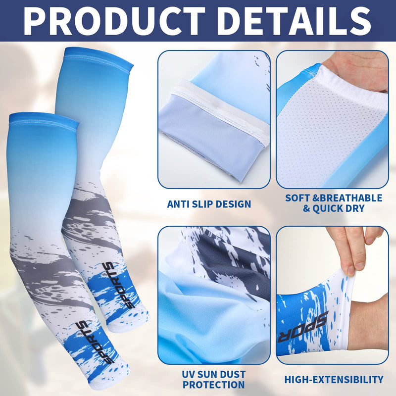 [Australia - AusPower] - 4 Pairs UV Sun Protection Arm Sleeves Cooling Sports Sleeve Anti Slip Ice Silk Arm Warmers Arm Covers for Men Women Football Basketball Baseball Favors 