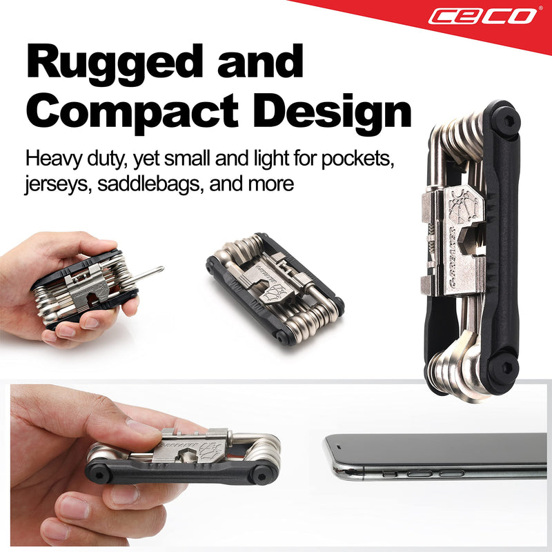 [Australia - AusPower] - CECO-USA 20 Function Bike Tool with Chain Breaker – Bicycle Multi Tool – Heavy Duty, Compact Pocket Sized, Lightweight – High Strength CR-V 6150 Tool Steel – Easy To Carry 