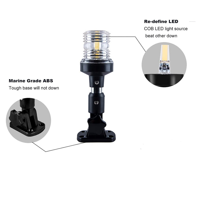 [Australia - AusPower] - Sebnux White LED Fold Down Boat Stern Light Boat Anchor Light for Pontoon and Fishing Boat (6”) 6” 