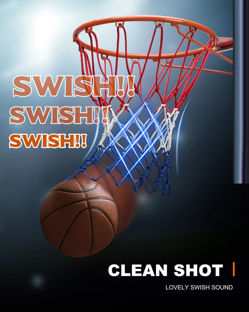 [Australia - AusPower] - XXXYYY Basketball Net Replacement Heavy Duty, 2022 Professional On-Court Quality [6.88Ounce], Fits Outdoor Indoor Standard Rim, All Weather Anti Whip -12 Loops (Red White Blue) 
