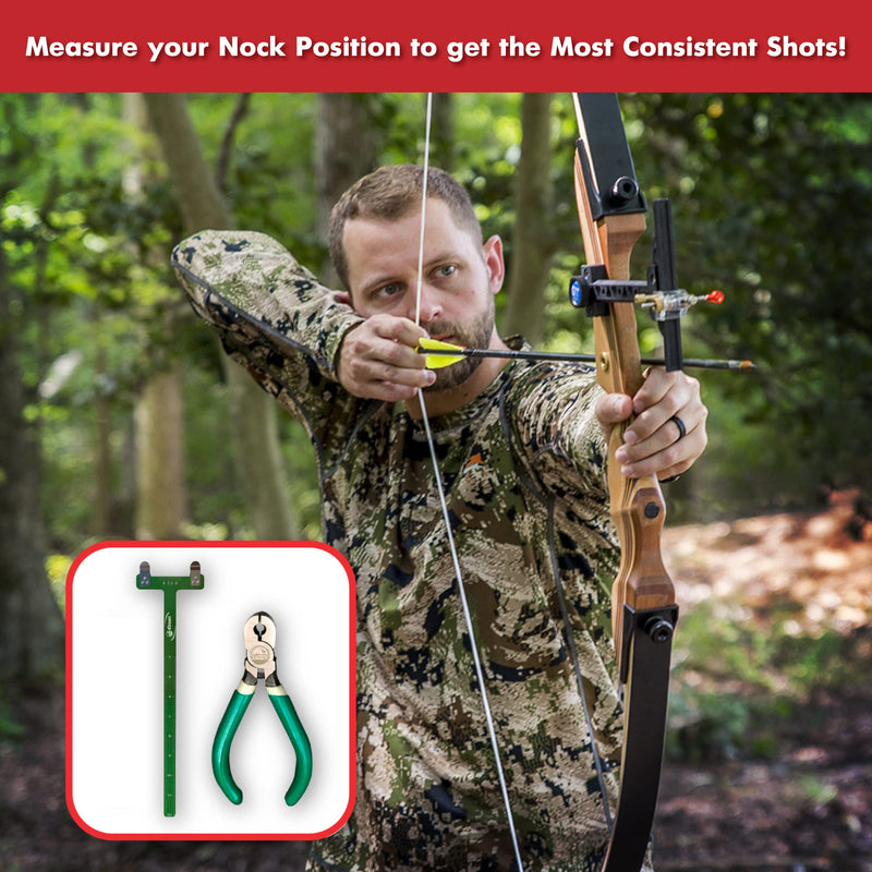 [Australia - AusPower] - Bow String Nocking Points Set – T Square Ruler with Plier for Recurve and Compound Bowstring Accessories - Brass Nocks Point Bow Tuning Kit (T-sq, Plier, 6 nocks Set) 