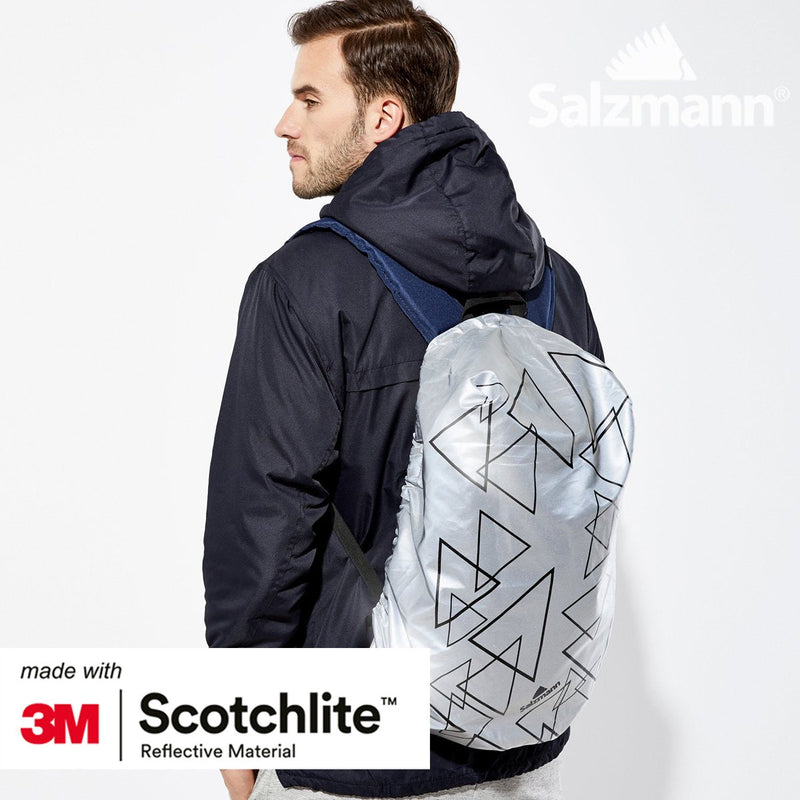 [Australia - AusPower] - Salzmann 3M Reflective Backpack Cover | High Visibility, Waterproof & Weatherproof | Ideal for Cycling, Running, Hiking & More Silver Triangle Standard (up to 36L) 