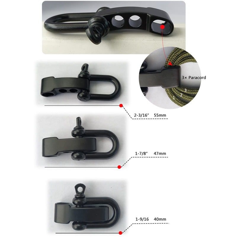 [Australia - AusPower] - 10 Pcs Paracord Bracelet Buckles Black Adjustable U Buckle Clip for Outdoor Survival Bracelet Wrist Strap U Shackles 