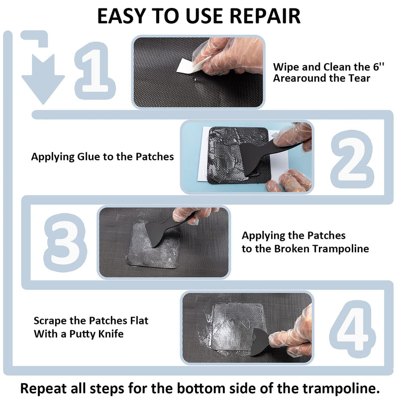 [Australia - AusPower] - ifeolo Trampoline Patch Repair Kit 4"X 4" Square On Patches | Repair Trampoline Mat Tear or Hole in a Trampoline Mat 2 Piece 