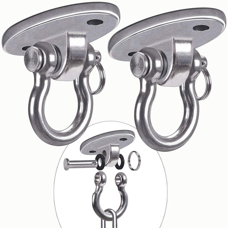 [Australia - AusPower] - BeneLabel Set of 2 Permanent Antirust Stainless Steel 304 Heavy Duty Swing Hangers, 2000LB Capacity, Yoga Hammock Chair Sandbag, Swing Sets, 180° Swing(No Screws) 