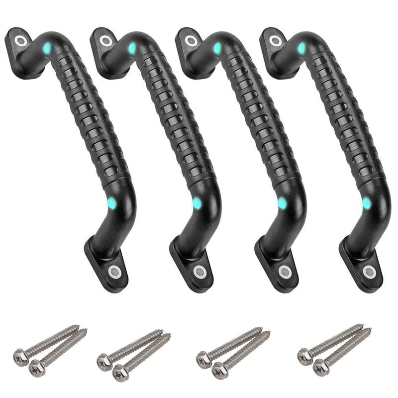 [Australia - AusPower] - Dakzhou 4 Luminous Playground Safety Handles, Sturdy Swing Sets Safety Grab Toys, Jungle Gymnastics and playroom Ladder Handles, Door Handles, bunk Bed Handles (Black) 